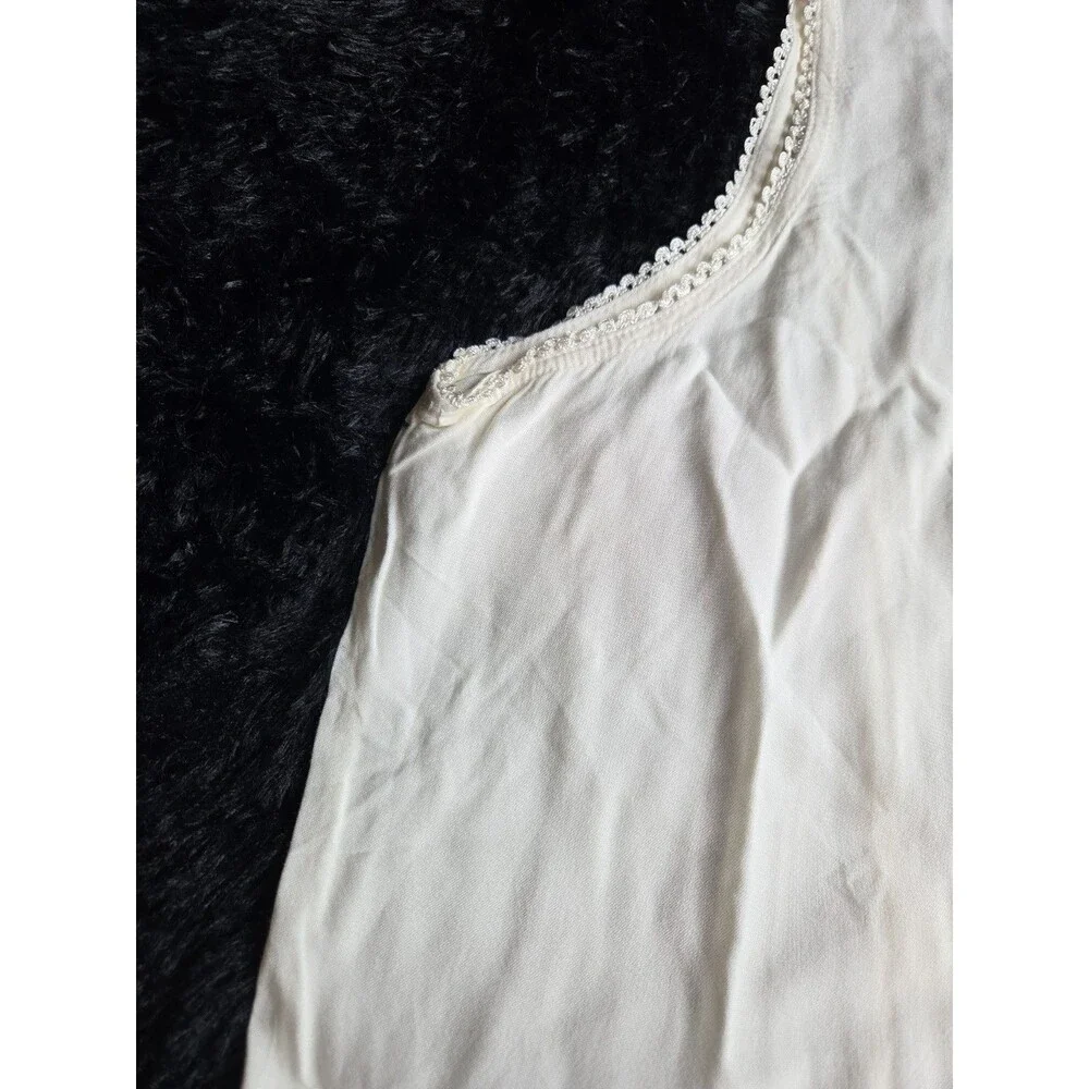 Raya Sun Swing Tank Dress L Cream Embroidery Lace Ruffles Lightweight Buttons - Picture 5 of 11